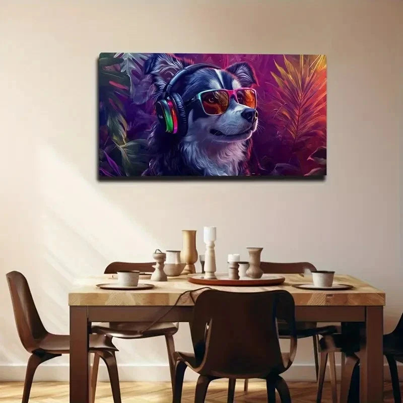 Colorful Headphones & Glasses Wall Art Canvas Office Home Room Framed 120x60cm