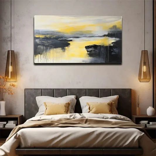 Yellow Like Light Or Sky Rocks Wall Art Canvas Office Home Room Framed 120x60cm