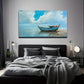 Tranquil Beach Scene Wall Art canvas office home room framed 120x60cm