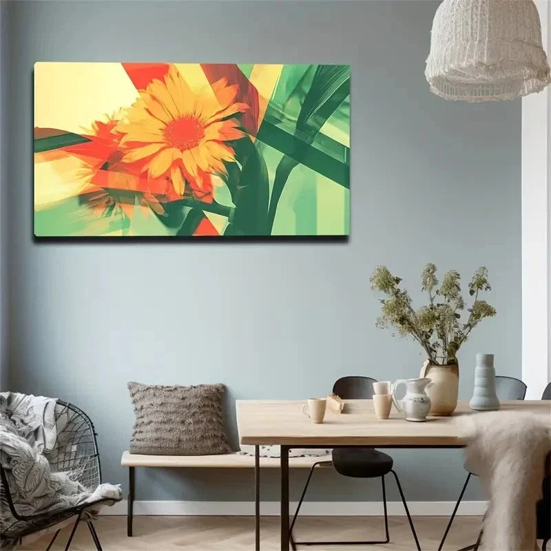 Transparent Blocks With Yellow Wall Art Canvas Office Home Room Framed 120x60cm