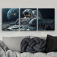 3pcs Astronaut DJ Space Luxurious Metal Print Ready to Hang Art
