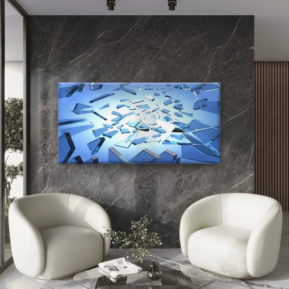 Broken Glass Texture Wall Art Canvas Office Home Room Framed 120x60cm