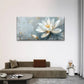 Modern White Lotus Flower Grey Wall Art Canvas Office Home Room Framed 120x60cm