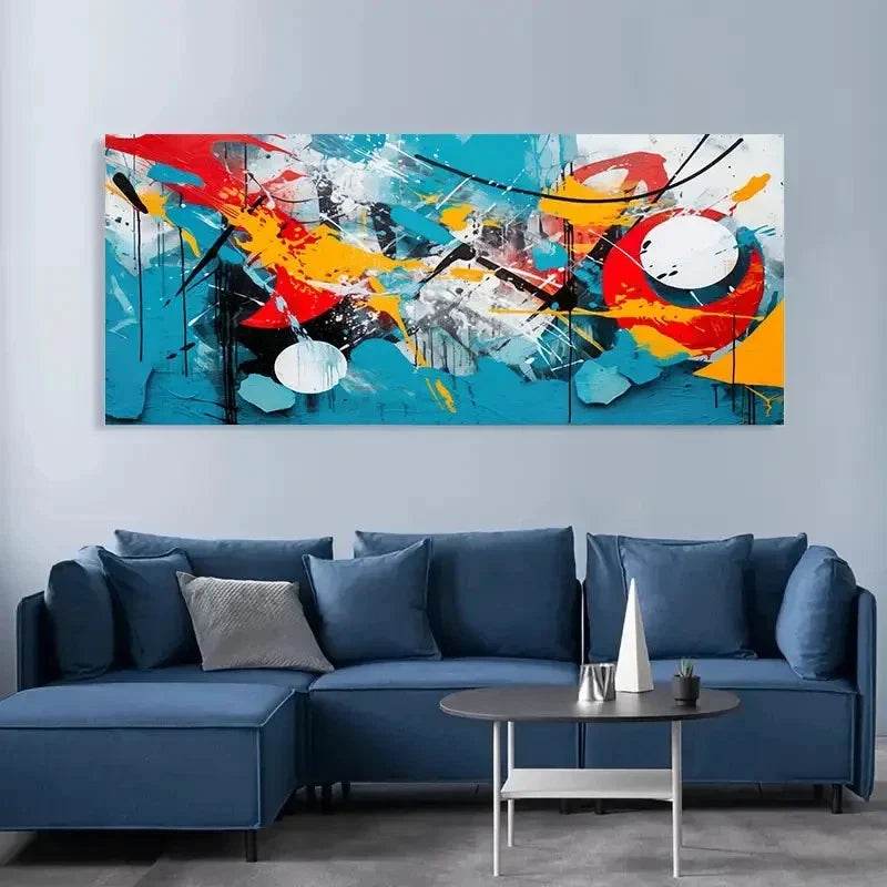 Abstract Graffiti Modern Wall Art Canvas Office Home Room Framed 120x60cm
