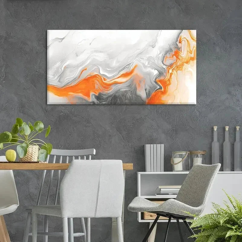 Orange & Gray Abstract Colorful Wall Art Canvas Office Home Room Framed 120x60cm