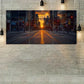 3pcs Symmetrical City Streets with Train Tracks Metal Print Ready to Hang Art