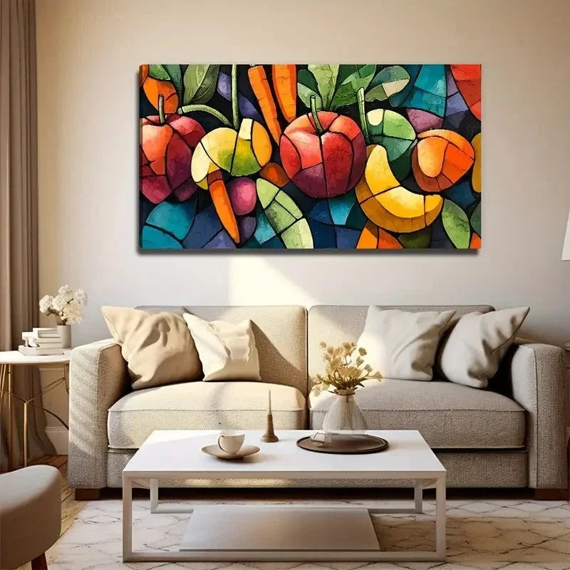 Vibrant Abstract Fruit Enhances Wall Art Canvas Office Home Room Framed 120x60cm