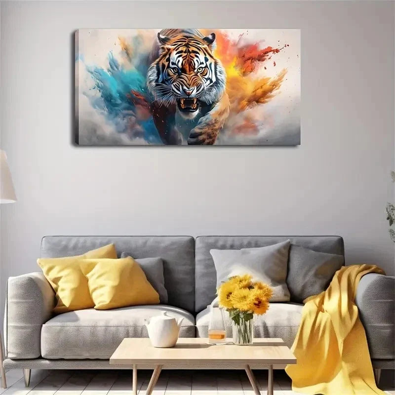 Tigers On The Hunt Show The Wall Art Canvas Office Home Room Framed 120x60cm