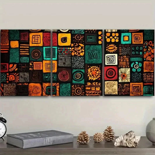 3pcs Geometric & Abstract Design Pattern Wall Art Set Canvas Framed 40x60cm - High Quality Print 100% Australian Made Wall Canvas Ready to Hang