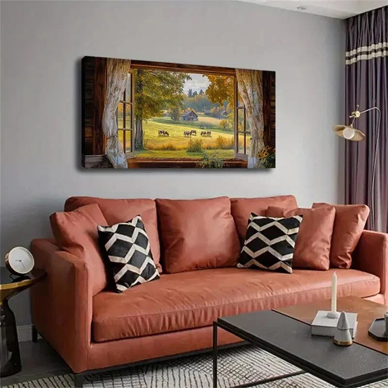 Several Cows Grazing Leisurely Wall Art Canvas Office Home Room Framed 120x60cm