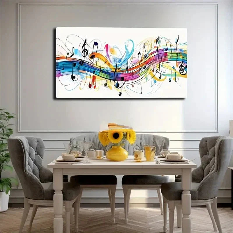 Vibrant Colorful Music Notes Wall Art Canvas Office Home Room Framed 120x60cm