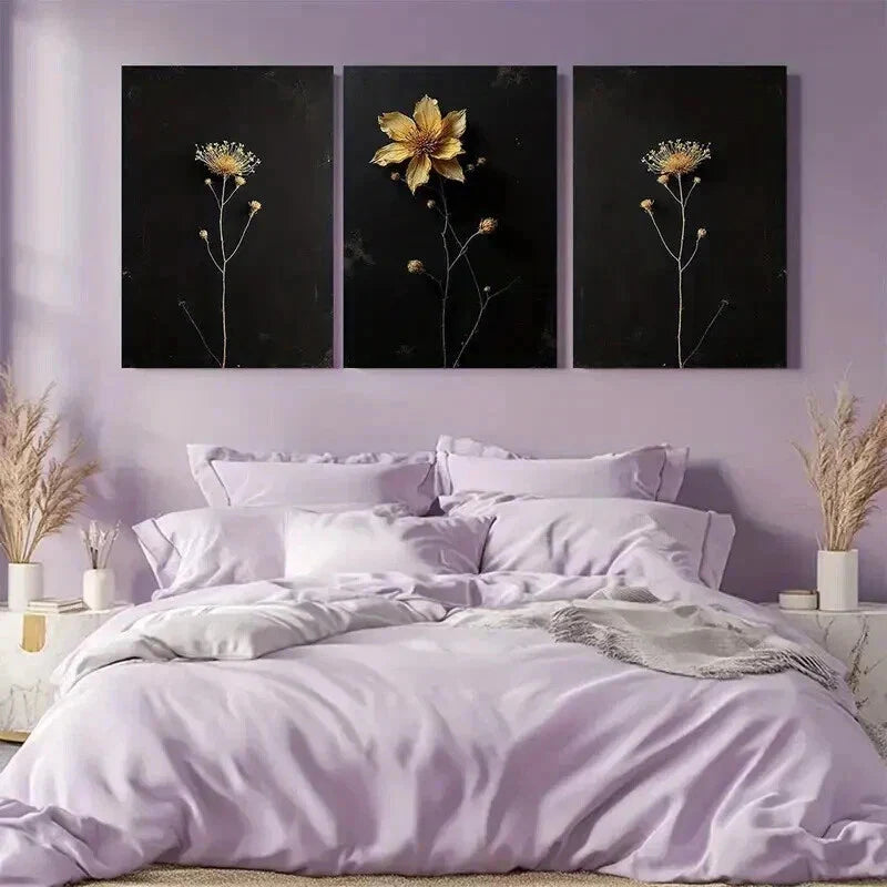 3pcs Nature Inspired Elegant Dried Flower Wall Art Set Canvas Framed 40x60cm - High Quality Print 100% Australian Made Wall Canvas Ready to Hang