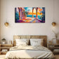 Mediterranean Temple Sunset Wall Art Canvas Office Home Room Framed 120x60cm