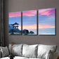 3pcs Coastal Sunset Beach Hut & Ocean Landscape Wall Art Set Canvas Framed 40x60cm - High Quality Print 100% Australian Made Wall Canvas Ready to Hang