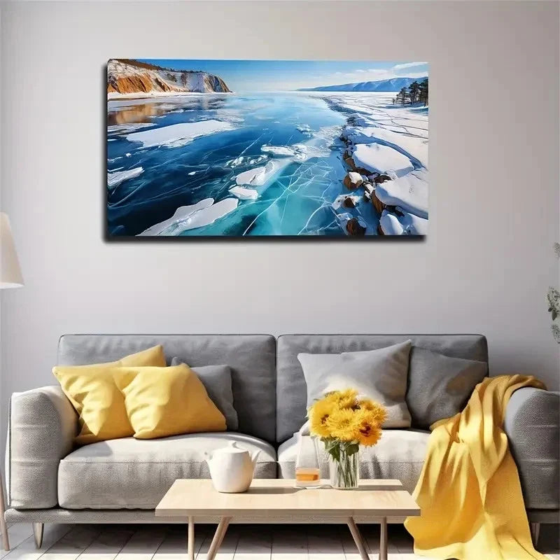 Unrestrained Glacier Space Wall Art Canvas Office Home Room Framed 120x60cm
