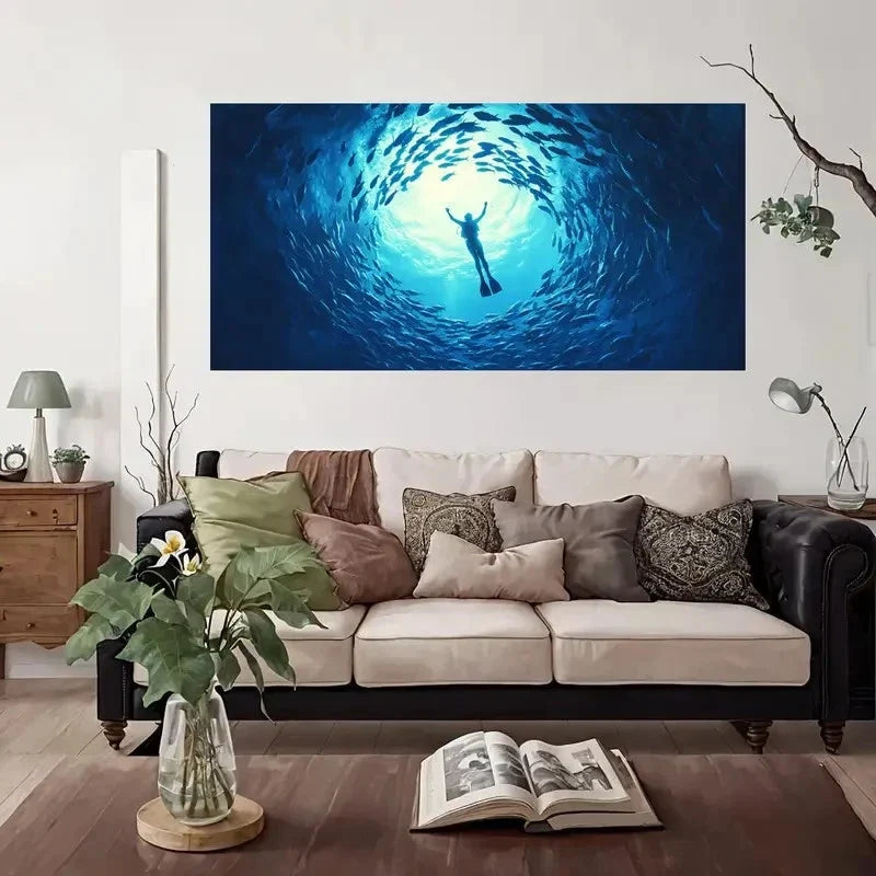 Underwater Adventure Wall Art Canvas Office Home Room Framed 120x60cm