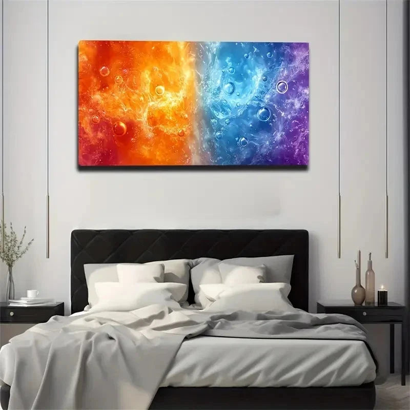 Deco Style Vibrant Orange Wall Art Canvas Office Home Room Framed 80x45cm
