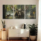 3pcs Moose in the Sunlit Lush Greenery Woods Wall Art Set Canvas Framed 40x60cm - High Quality Print 100% Australian Made Wall Canvas Ready to Hang