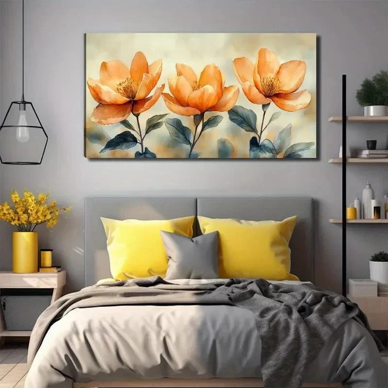 Beautiful Camellias Suitable Wall Art Canvas Office Home Room Framed 80x45cm
