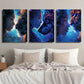 3pcs Galaxy-Themed with Lions Wolves Cheetahs Wall Art Set Canvas Framed 40x60cm - High Quality Print 100% Australian Made Wall Canvas Ready to Hang