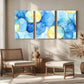 3pcs Light Blue Liquid Ink Modern Abstract Metal Print Ready to Hang Art