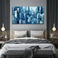 Abstract Cityscape Blue Wall Art Canvas Office Home Room Framed 80x45cm