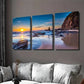 3pcs Sunset Beach Orange & Blue Seascape Wall Art Set Canvas Framed 40x60cm - High Quality Print 100% Australian Made Wall Canvas Ready to Hang