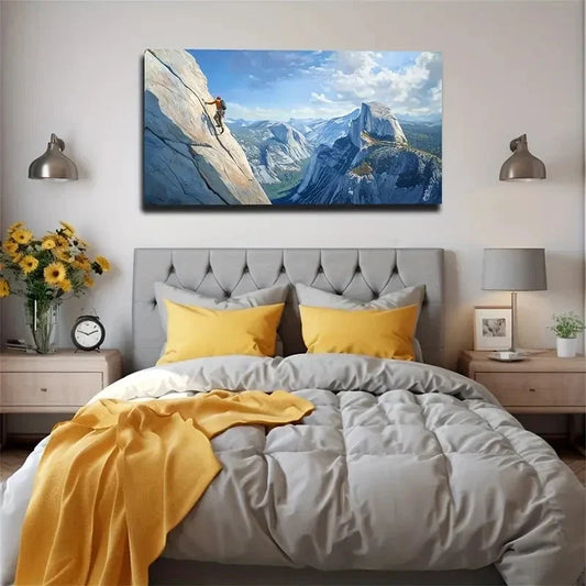 Rock Climbing Enthusiast Wall Art Canvas Office Home Room Framed 120x60cm
