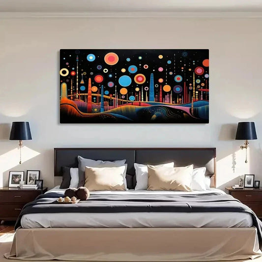 Vibrant Abstract Circle Modern Wall Art Canvas Office Home Room Framed 120x60cm