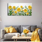 Yellow Floral Green Leaves Wall Art Canvas Office Home Room Framed 120x60cm