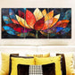 3pcs Vibrant Stained Glass Lotus Flower, Metal Print Ready to Hang Art