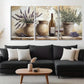 3pcs Lavender Wine Bottles in Earthen Perfect Wall Art Set Canvas Framed 40x60cm - High Quality Print 100% Australian Made Wall Canvas Ready to Hang