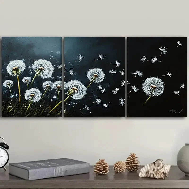 3pcs Dandelion Beauty White Nature Perfect Wall Art Set Canvas Framed 40x60cm - High Quality Print 100% Australian Made Wall Canvas Ready to Hang