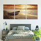 3pcs Ocean Seascape with Boat at Sunset Wall Art Set Canvas Framed 40x60cm - High Quality Print 100% Australian Made Wall Canvas Ready to Hang