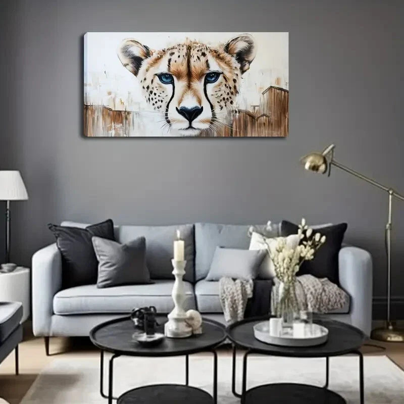 Deco Modern Minimalist Leopard Wall Art Canvas Office Home Room Framed 120x60cm
