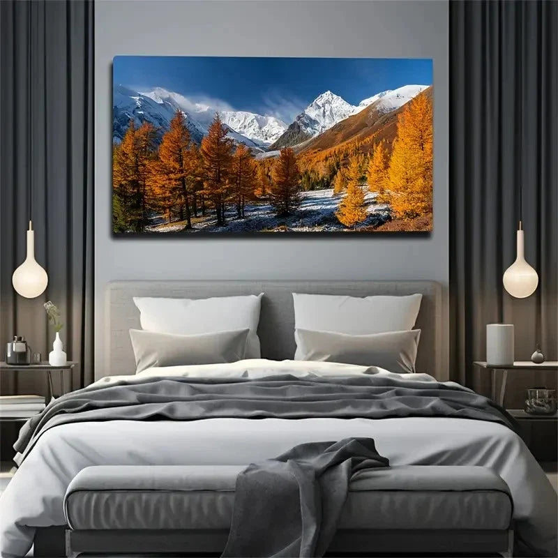 Autumnal Mountaine Wall Art Canvas Office Home Room Framed 120x60cm