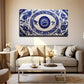 Chinese Blue And White Wall Art Canvas Office Home Room Framed 80x45cm