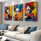 3pcs Colorful Clown Violinist artistic atmosphere Wall Art Set Canvas Framed 40x60cm - High Quality Print 100% Australian Made Wall Canvas Ready to Hang