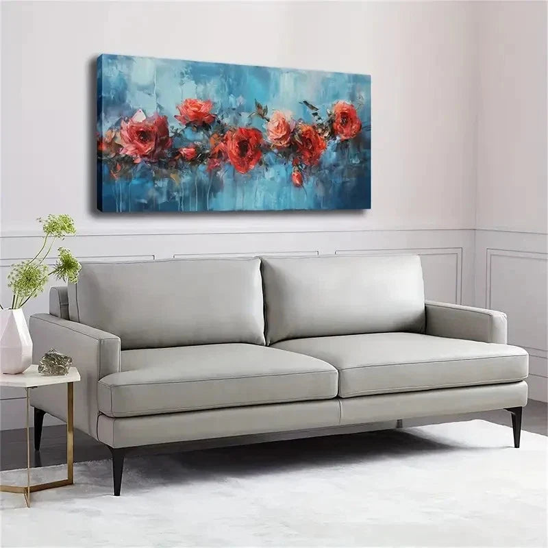 Deep Red Light Pink Gradient Wall Art Canvas Office Home Room Framed 120x60cm