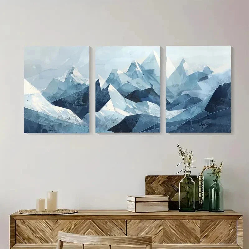 3pcs Abstract Mountain Triptych  Wall Art Set Canvas Framed 40x60cm - High Quality Print 100% Australian Made Wall Canvas Ready to Hang