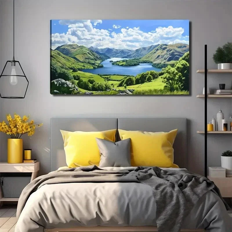 Spectacular Mountains River Wall Art Canvas Office Home Room Framed 80x45cm