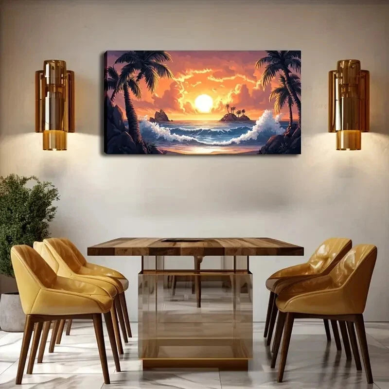 Minimalist Solid Pattern Sunset Wall Art Canvas Office Home Room Framed 120x60cm