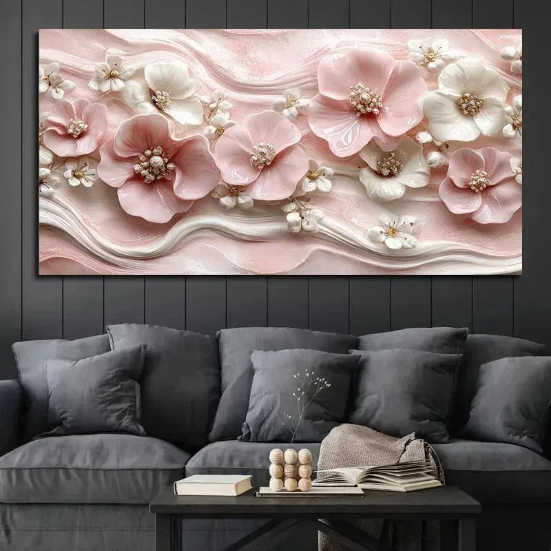 Luxury Colourful Flower Wall Art Canvas Office Home Room Framed 120x60cm