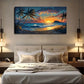 Waterproof Beach Sunset Palm Wall Art Canvas Office Home Room Framed 120x60cm