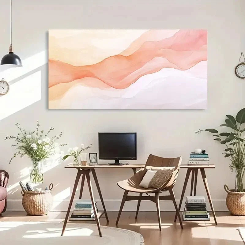 Gradient Flowing Waves Décor Wall Art Canvas Office Home Room Framed 120x60cm