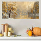 Golden Trees & Snowy Mountains Wall Art Canvas Office Home Room Framed 80x45cm