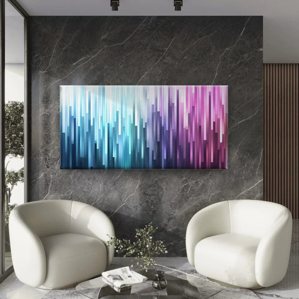 Abstract Vertical Stripes Wall Art Canvas Office Home Room Framed 80x45cm