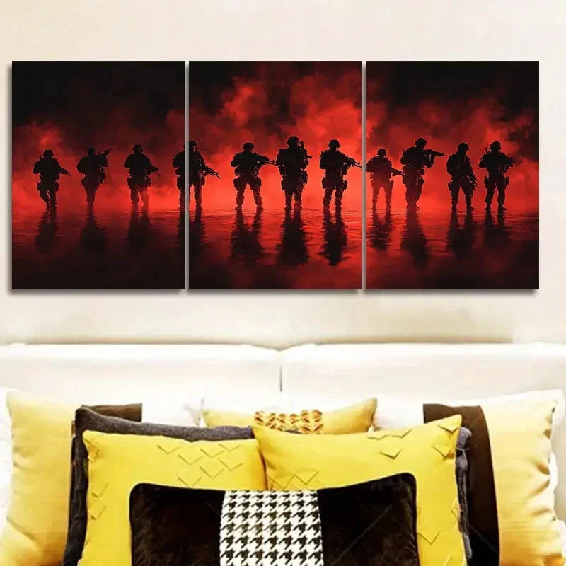 3pcs A group of soldiers standing in formation Metal Print Ready to Hang Art