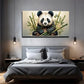 Giant Panda With Bamboo Wall Art Canvas Office Home Room Framed 80x45cm