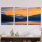 3pcs Serene Sunset Over Mountain Vibrant Nature Metal Print Ready to Hang Art'
